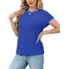 image:imageWIHOLL Womens Summer Cap Sleeve Crochet Tops Hollow Out Spring Sweaters Vacation Cruise Outfits Fashion Clothing 2026Froyal Blue