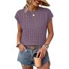 image:imageWIHOLL Womens Summer Cap Sleeve Crochet Tops Hollow Out Spring Sweaters Vacation Cruise Outfits Fashion Clothing 2026Ggrey Purple