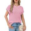 image:imageWIHOLL Womens Summer Cap Sleeve Crochet Tops Hollow Out Spring Sweaters Vacation Cruise Outfits Fashion Clothing 2026Gpink