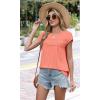 image:imageWIHOLL Womens Summer Tops Trendy 2026 Lace Crochet Cap Short Sleeve Shirts Crew Neck T Shirts Casual Loose BlousesThe Coral