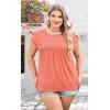 image:imageWIHOLL Womens Summer Tops Trendy 2026 Lace Crochet Cap Short Sleeve Shirts Crew Neck T Shirts Casual Loose BlousesThe Coral
