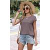 image:imageWIHOLL Womens Summer Tops Trendy 2026 Lace Crochet Cap Short Sleeve Shirts Crew Neck T Shirts Casual Loose BlousesThe Mocha Grey