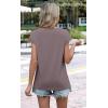 image:imageWIHOLL Womens Summer Tops Trendy 2026 Lace Crochet Cap Short Sleeve Shirts Crew Neck T Shirts Casual Loose BlousesThe Mocha Grey
