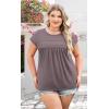 image:imageWIHOLL Womens Summer Tops Trendy 2026 Lace Crochet Cap Short Sleeve Shirts Crew Neck T Shirts Casual Loose BlousesThe Mocha Grey