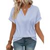 image:imageWIHOLL Womens Blouses Spring Tops Short Sleeve Shirts Dressy Casual Summer Vacation Fashion Clothing 2026Blue White Striped