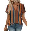 image:imageWIHOLL Womens Blouses Spring Tops Short Sleeve Shirts Dressy Casual Summer Vacation Fashion Clothing 2026Boho Brown Striped