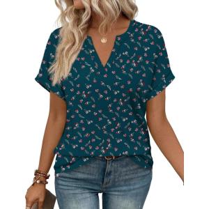 image:imageWIHOLL Womens Blouses Spring Tops Short Sleeve Shirts Dressy Casual Summer Vacation Fashion Clothing 2026Floral Print