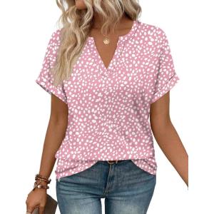 image:imageWIHOLL Womens Blouses Spring Tops Short Sleeve Shirts Dressy Casual Summer Vacation Fashion Clothing 2026Pink Dot