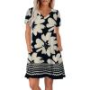 image:imageWIHOLL Boho Summer Dresses for Women Casual Loose T Shirt Dress with Pockets Beach Vacation Outfits S4XL06 Floral Chrysanthemum