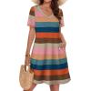 image:imageWIHOLL Boho Summer Dresses for Women Casual Loose T Shirt Dress with Pockets Beach Vacation Outfits S4XL06colorful Stripe