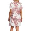 image:imageWIHOLL Boho Summer Dresses for Women Casual Loose T Shirt Dress with Pockets Beach Vacation Outfits S4XL06floral Pink Leaf