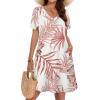image:imageWIHOLL Boho Summer Dresses for Women Casual Loose T Shirt Dress with Pockets Beach Vacation Outfits S4XL06floral Pink Leaf