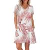 image:imageWIHOLL Boho Summer Dresses for Women Casual Loose T Shirt Dress with Pockets Beach Vacation Outfits S4XL06floral Pink Leaf