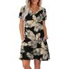 image:imageWIHOLL Boho Summer Dresses for Women Casual Loose T Shirt Dress with Pockets Beach Vacation Outfits S4XL06tropical Leaf