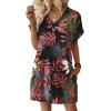 image:imageWIHOLL Dresses for Women 2026 Casual Summer Tshirt Dress Wedding Guest Dresses Fashion Beach Vacation ClothesPink Tropical Leaf