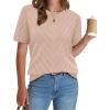 image:imageWIHOLL Short Sleeve Sweater for Women Trendy Summer Tops Crew Neck Business Casual Outfits 2026Apricot