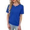 image:imageWIHOLL Short Sleeve Sweater for Women Trendy Summer Tops Crew Neck Business Casual Outfits 2026Blue