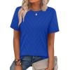 image:imageWIHOLL Short Sleeve Sweater for Women Trendy Summer Tops Crew Neck Business Casual Outfits 2026Blue