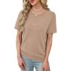 image:imageWIHOLL Short Sleeve Sweater for Women Trendy Summer Tops Crew Neck Business Casual Outfits 2026Coffee