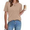 image:imageWIHOLL Short Sleeve Sweater for Women Trendy Summer Tops Crew Neck Business Casual Outfits 2026Coffee