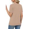 image:imageWIHOLL Short Sleeve Sweater for Women Trendy Summer Tops Crew Neck Business Casual Outfits 2026Coffee