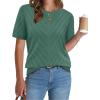 image:imageWIHOLL Short Sleeve Sweater for Women Trendy Summer Tops Crew Neck Business Casual Outfits 2026Grey Green