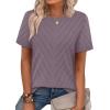 image:imageWIHOLL Short Sleeve Sweater for Women Trendy Summer Tops Crew Neck Business Casual Outfits 2026Grey Purple