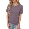 image:imageWIHOLL Short Sleeve Sweater for Women Trendy Summer Tops Crew Neck Business Casual Outfits 2026Grey Purple