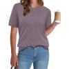 image:imageWIHOLL Short Sleeve Sweater for Women Trendy Summer Tops Crew Neck Business Casual Outfits 2026Grey Purple