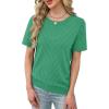 image:imageWIHOLL Short Sleeve Sweater for Women Trendy Summer Tops Crew Neck Business Casual Outfits 2026Lake Green