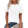 image:imageWIHOLL Short Sleeve Sweater for Women Trendy Summer Tops Crew Neck Business Casual Outfits 2026White