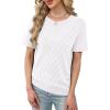 image:imageWIHOLL Short Sleeve Sweater for Women Trendy Summer Tops Crew Neck Business Casual Outfits 2026White