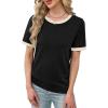 image:imageWIHOLL Short Sleeve Sweater for Women Trendy Summer Tops Crew Neck Business Casual Outfits 2026Z  Black  Apricot