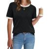 image:imageWIHOLL Short Sleeve Sweater for Women Trendy Summer Tops Crew Neck Business Casual Outfits 2026Z  Black  Apricot