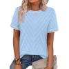 image:imageWIHOLL Short Sleeve Sweater for Women Trendy Summer Tops Crew Neck Business Casual Outfits 2026Z  Blue  White