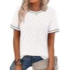 image:imageWIHOLL Short Sleeve Sweater for Women Trendy Summer Tops Crew Neck Business Casual Outfits 2026Z  White  Black