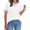 image:imageWIHOLL Short Sleeve Sweater for Women Trendy Summer Tops Crew Neck Business Casual Outfits 2026Z  White  Black
