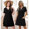 image:imageWIHOLL Summer Dresses for Women Casual V Neck Wedding Guest Dress Hawaiian Midi Dress Fashion Beach Vacation Clothes0black