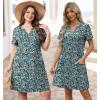 image:imageWIHOLL Summer Dresses for Women Casual V Neck Wedding Guest Dress Hawaiian Midi Dress Fashion Beach Vacation Clothes1blue Floral