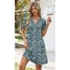 image:imageWIHOLL Summer Dresses for Women Casual V Neck Wedding Guest Dress Hawaiian Midi Dress Fashion Beach Vacation Clothes1blue Floral
