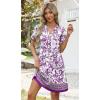 image:imageWIHOLL Summer Dresses for Women Casual V Neck Wedding Guest Dress Hawaiian Midi Dress Fashion Beach Vacation Clothes1violet Garden