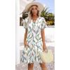 image:imageWIHOLL Summer Dresses for Women Casual V Neck Wedding Guest Dress Hawaiian Midi Dress Fashion Beach Vacation Clothes2leaf Print