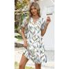 image:imageWIHOLL Summer Dresses for Women Casual V Neck Wedding Guest Dress Hawaiian Midi Dress Fashion Beach Vacation Clothes2leaf Print