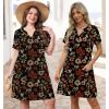 image:imageWIHOLL Summer Dresses for Women Casual V Neck Wedding Guest Dress Hawaiian Midi Dress Fashion Beach Vacation Clothes2maple Leaf