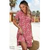image:imageWIHOLL Summer Dresses for Women Casual V Neck Wedding Guest Dress Hawaiian Midi Dress Fashion Beach Vacation Clothes2redwhite Floral