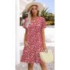 image:imageWIHOLL Summer Dresses for Women Casual V Neck Wedding Guest Dress Hawaiian Midi Dress Fashion Beach Vacation Clothes2redwhite Floral