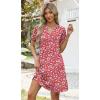 image:imageWIHOLL Summer Dresses for Women Casual V Neck Wedding Guest Dress Hawaiian Midi Dress Fashion Beach Vacation Clothes2redwhite Floral