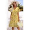 image:imageWIHOLL Summer Dresses for Women Casual V Neck Wedding Guest Dress Hawaiian Midi Dress Fashion Beach Vacation Clothes2yellow Floral