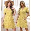 image:imageWIHOLL Summer Dresses for Women Casual V Neck Wedding Guest Dress Hawaiian Midi Dress Fashion Beach Vacation Clothes2yellow Floral