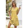 image:imageWIHOLL Summer Dresses for Women Casual V Neck Wedding Guest Dress Hawaiian Midi Dress Fashion Beach Vacation Clothes2yellow Floral
